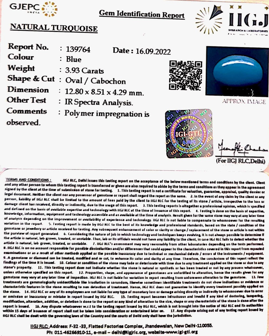 3.93 Carat Turquoise-(832)