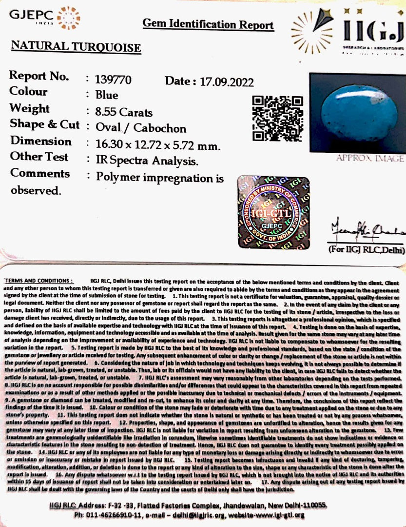 8.55 Carat Turquoise-(1221)