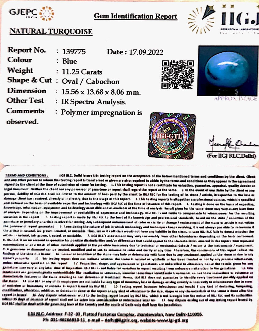 11.25 Carat Turquoise-(1221)