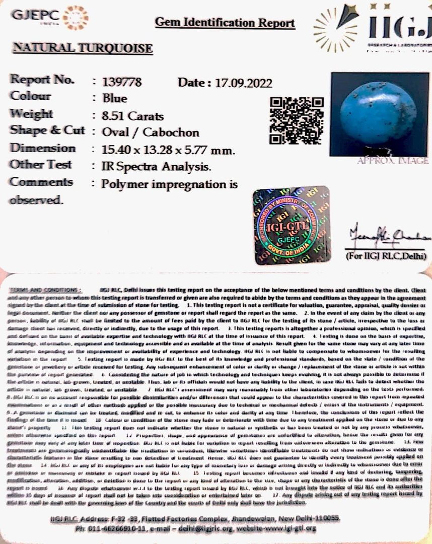 8.51 Carat Turquoise-(832)