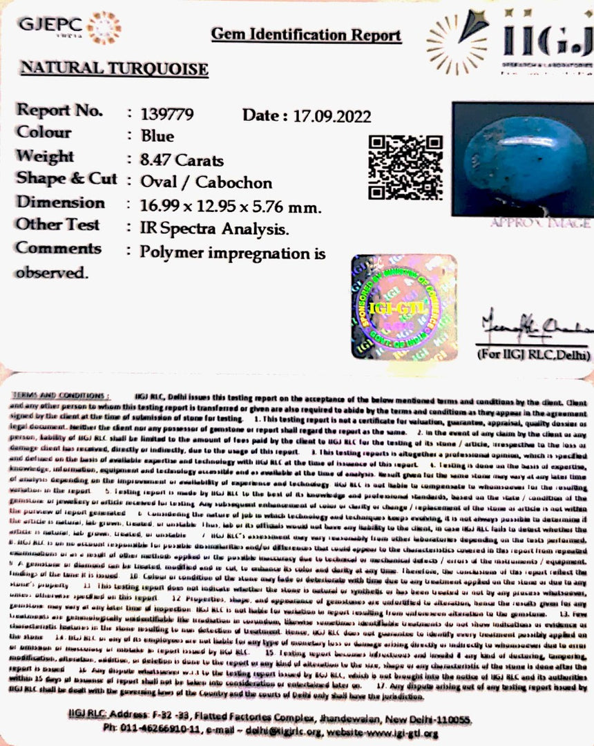 8.47 Carat Turquoise-(832)