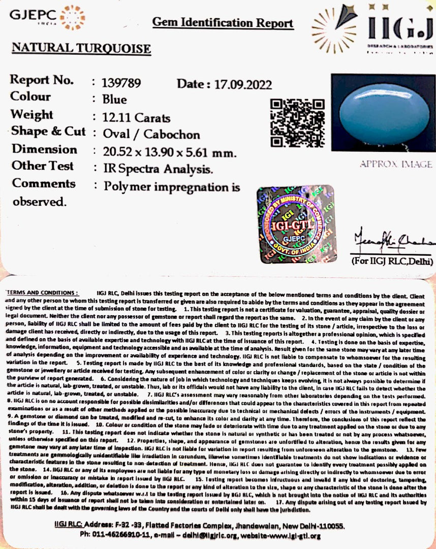 12.11 Carat Turquoise-(832)