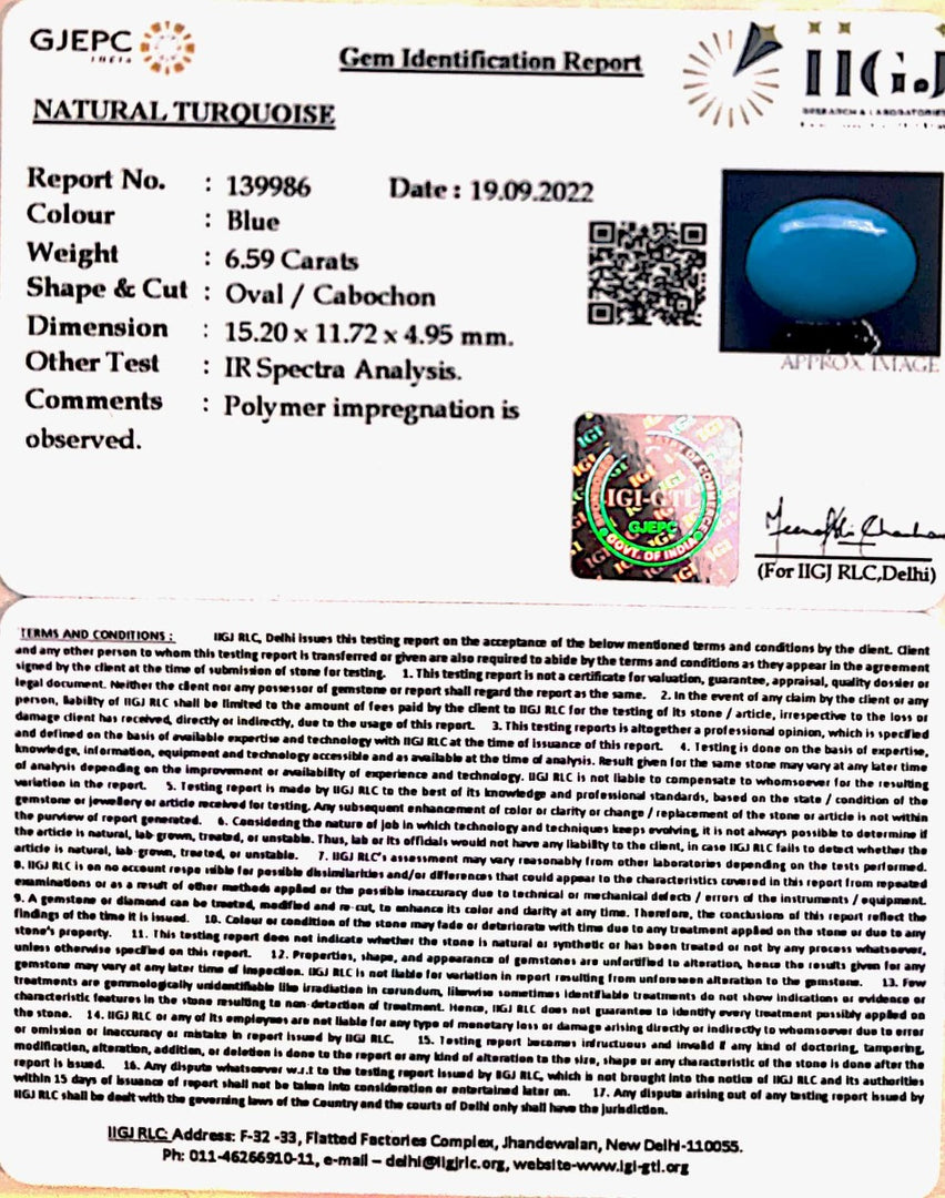 6.59 Carat Turquoise-(832)