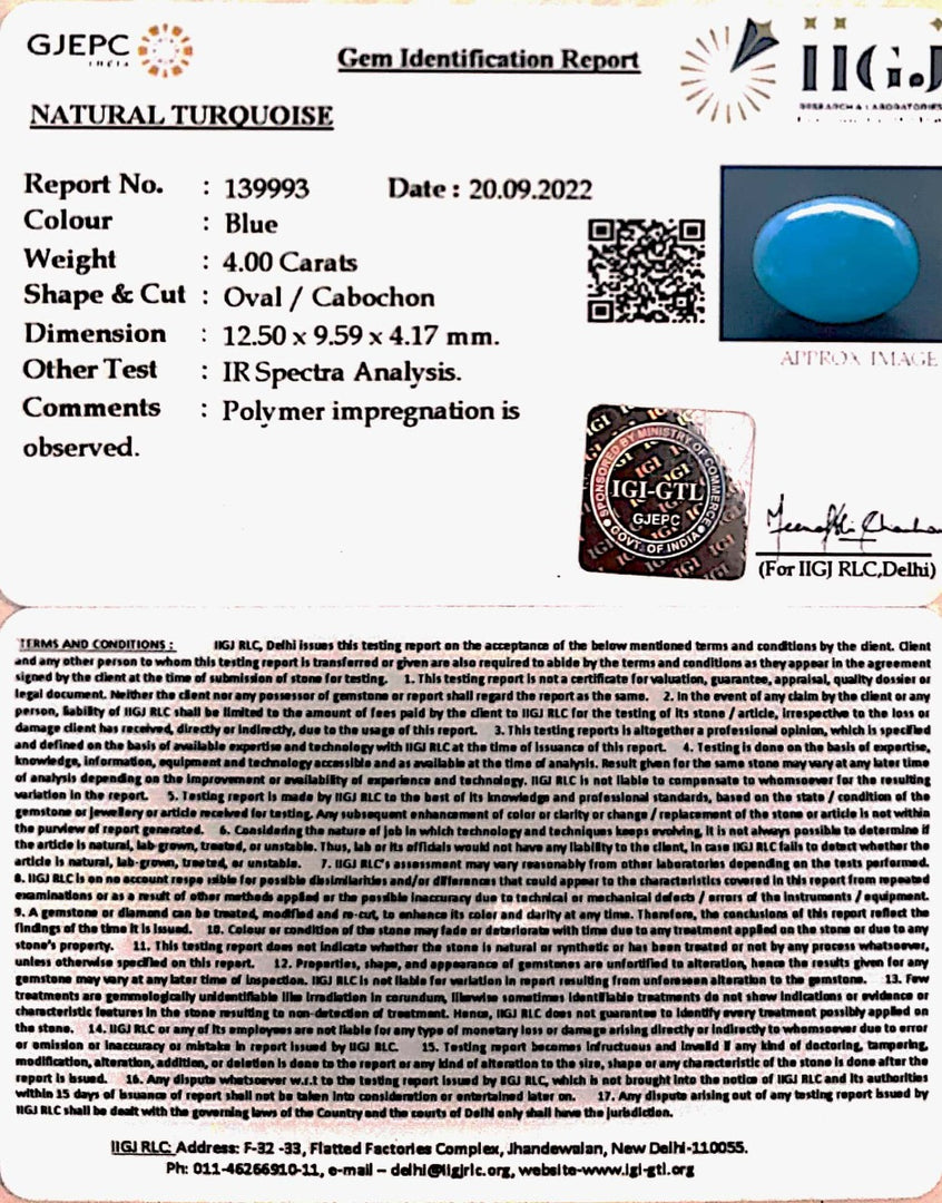 4.00 Carat Turquoise-(832)