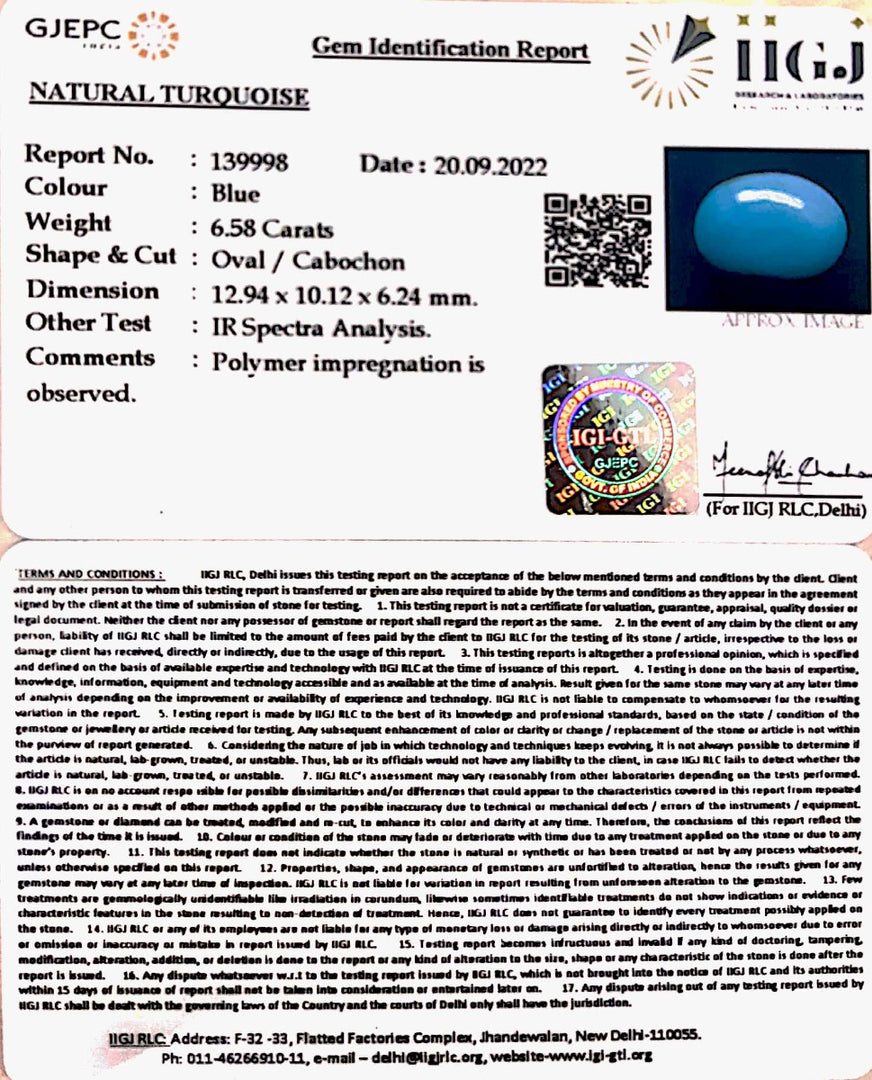 6.58 Carat Turquoise-(832)