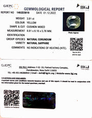 3.91/CT Natural Ceylonese Pukhraj with Govt Lab Certificate-YELSA9V