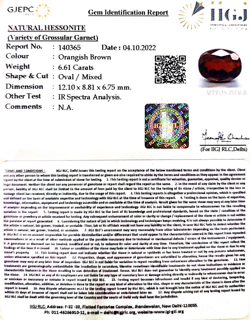 6.61/CT Natural Govt. Lab Certified Ceylonese Gomed-(1221)