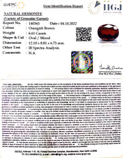 6.61/CT Natural Hessonite with Govt. Lab Certificate (1221)