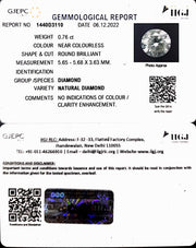 0.76/Cents Natural Diamond With Govt. Lab Certificate (150000)