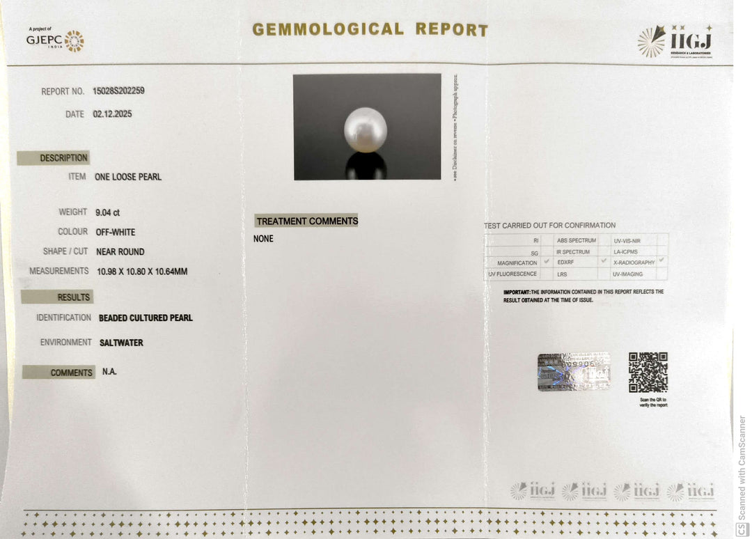 9.04/CT Natural South Sea Pearl With Lab Certificate (1550)