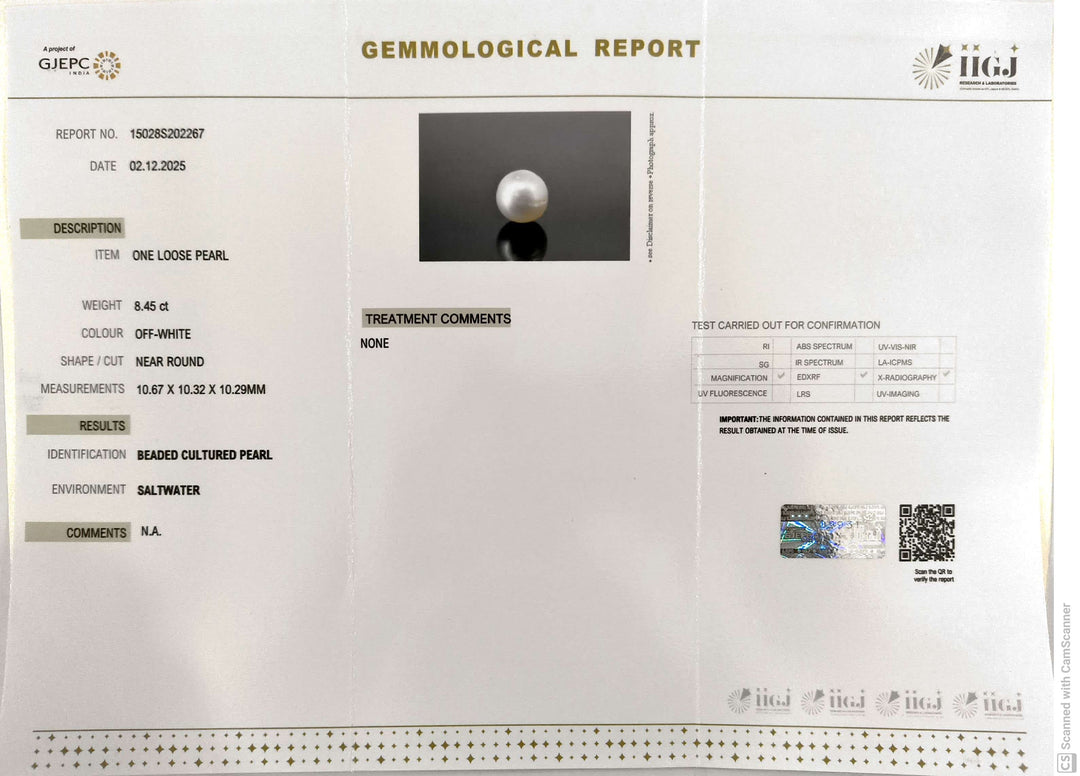 8.45/CT Natural South Sea Pearl With Lab Certificate (1550)