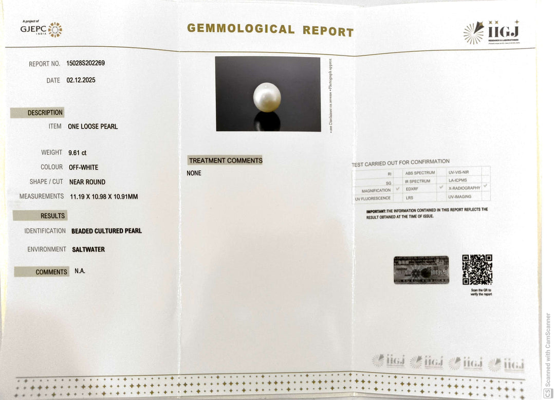 9.61/CT Natural South Sea Pearl With Lab Certificate (1550)