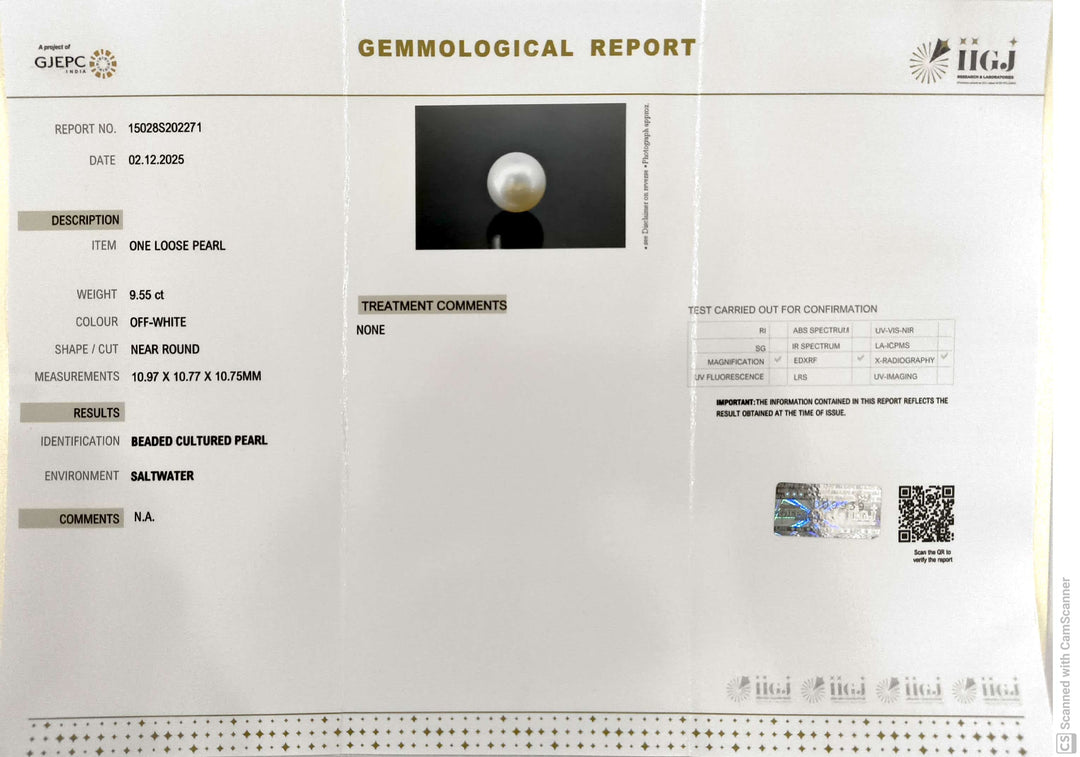 9.55/CT Natural South Sea Pearl With Lab Certificate (1550)