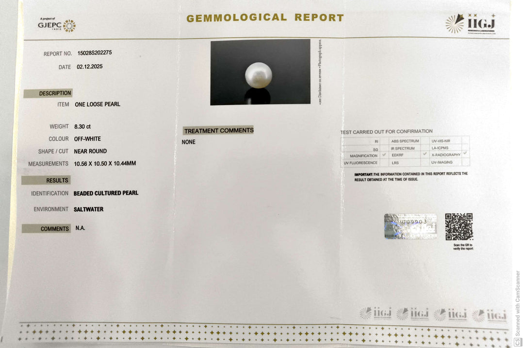 8.3/CT Natural South Sea Pearl With Lab Certificate (1550)
