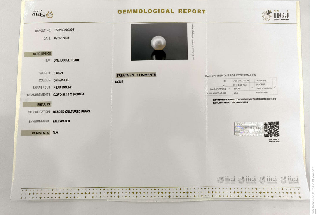 5.64/CT Natural South Sea Pearl With Lab Certificate (1550)