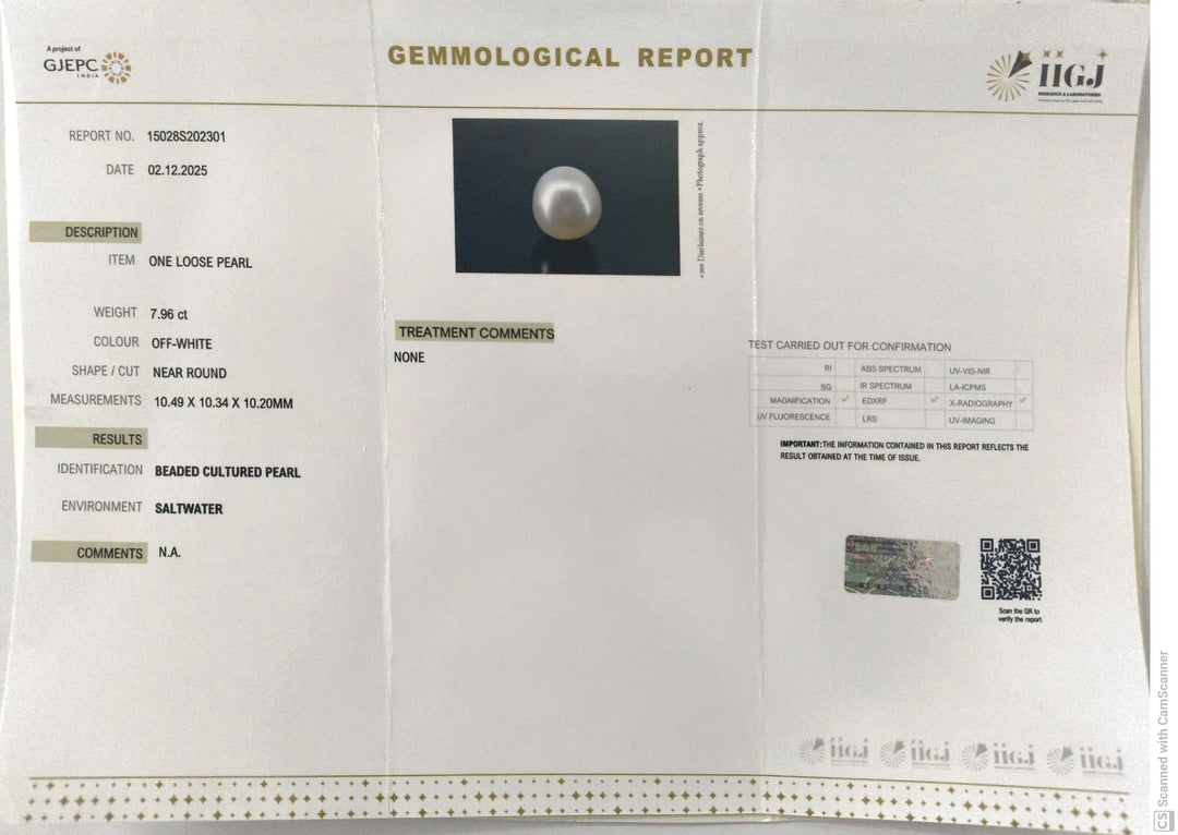 7.96/CT Natural South Sea Pearl With Lab Certificate (1550)