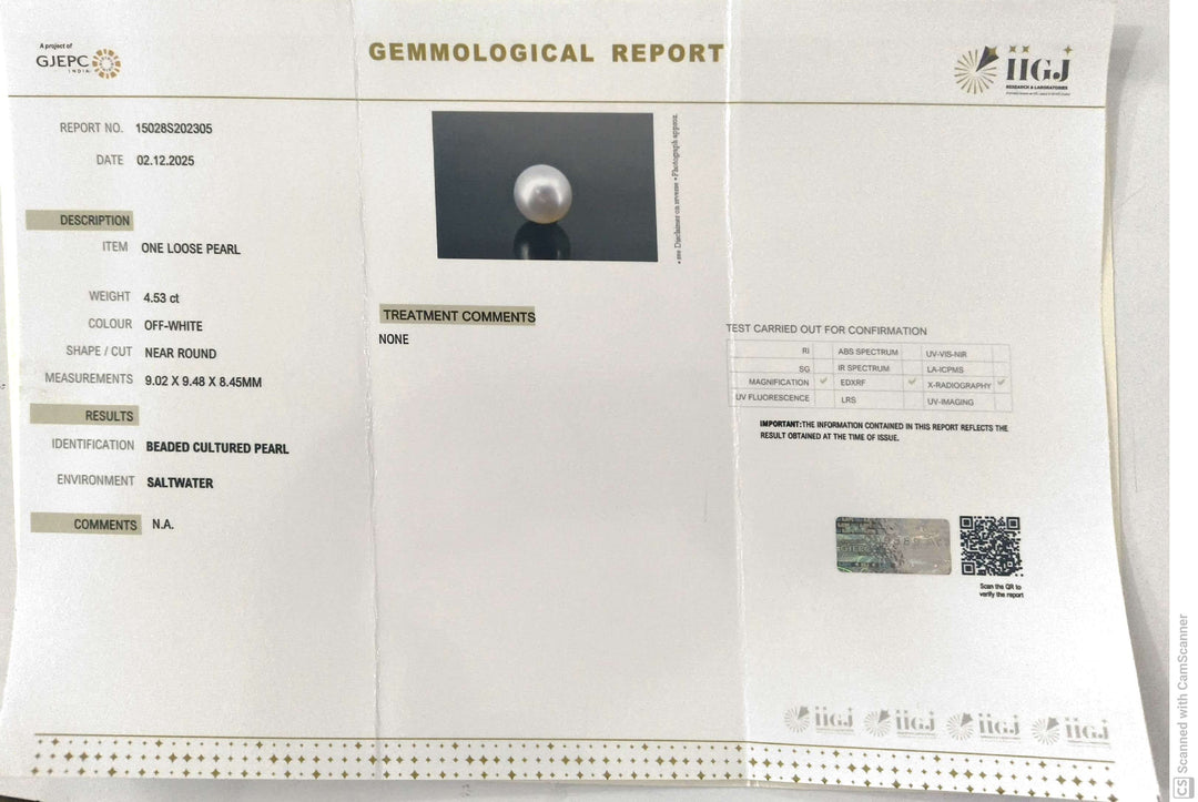 4.53/CT Natural South Sea Pearl With Lab Certificate (1550)