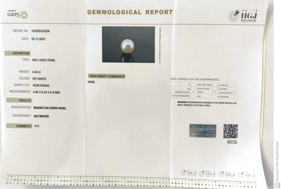 4.42/CT Natural South Sea Pearl With Lab Certificate (1550)
