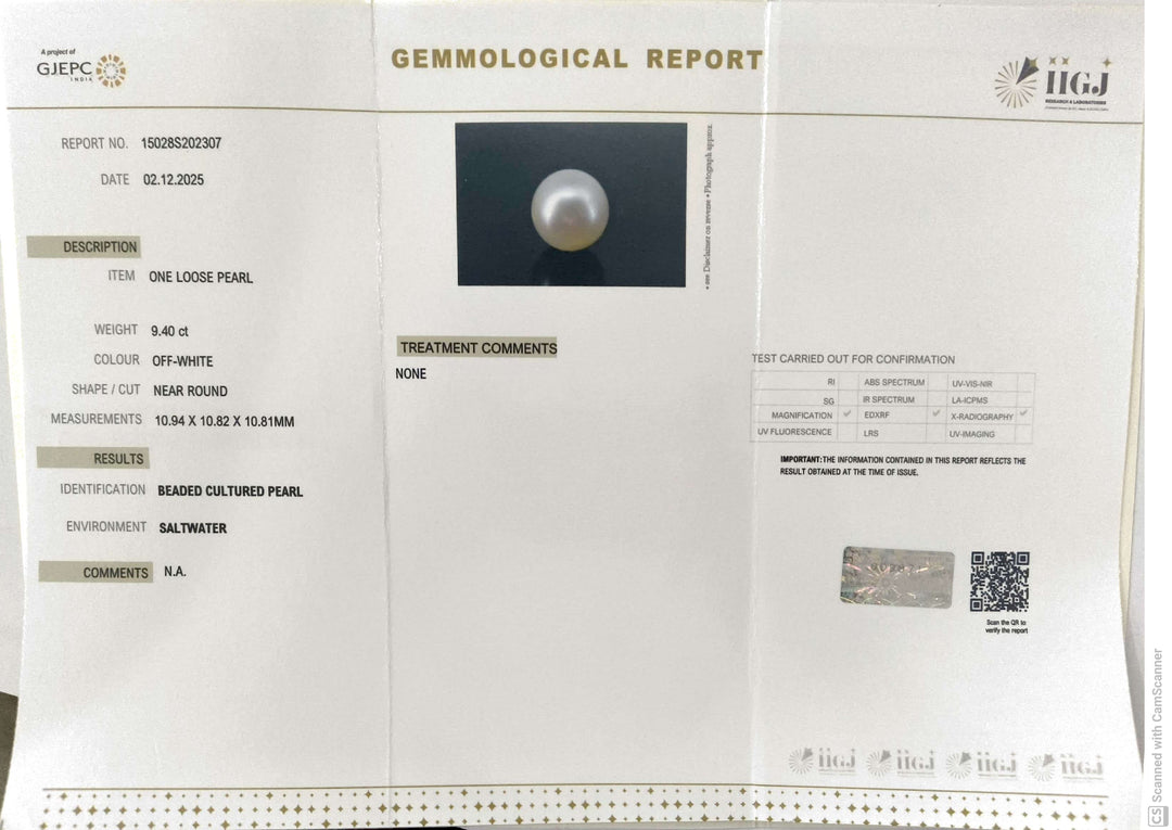 9.40/CT Natural South Sea Pearl With Lab Certificate (1550)