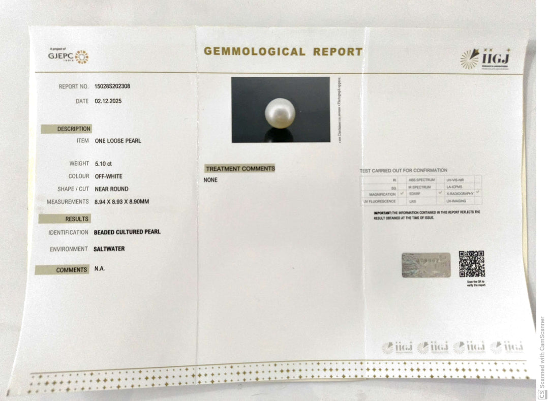 5.10/CT Natural South Sea Pearl With Lab Certificate (1550)
