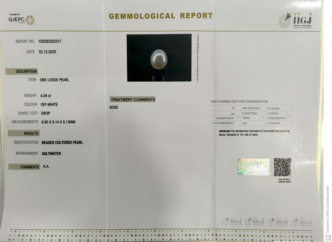 4.29/CT Natural South Sea Pearl With Lab Certificate-15028S202317