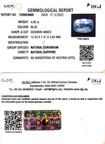 Load image into Gallery viewer, 4.00/CT Natural Blue Sapphire with Govt Lab Certificate-BLUSA9T
