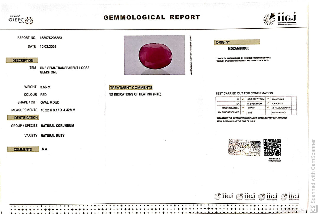 3.66/CT Natural Ruby Stone with Govt. Lab Certificate-15897S205553