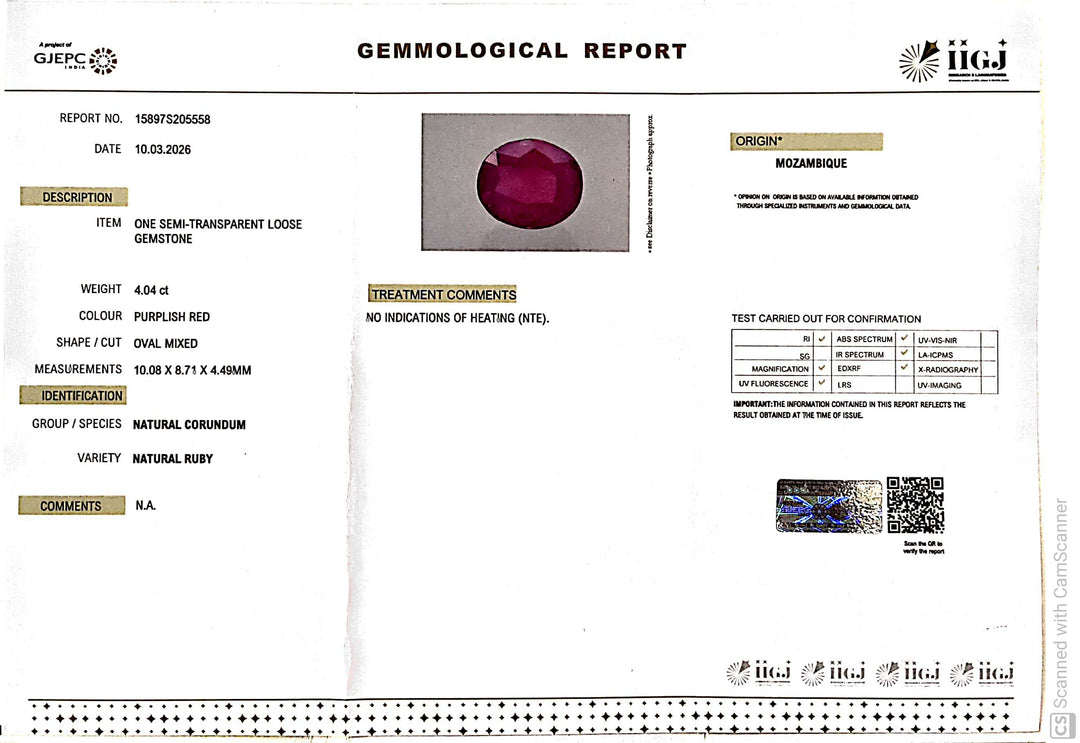 4.04/CT Natural Ruby Stone with Govt. Lab Certificate-15897S205558