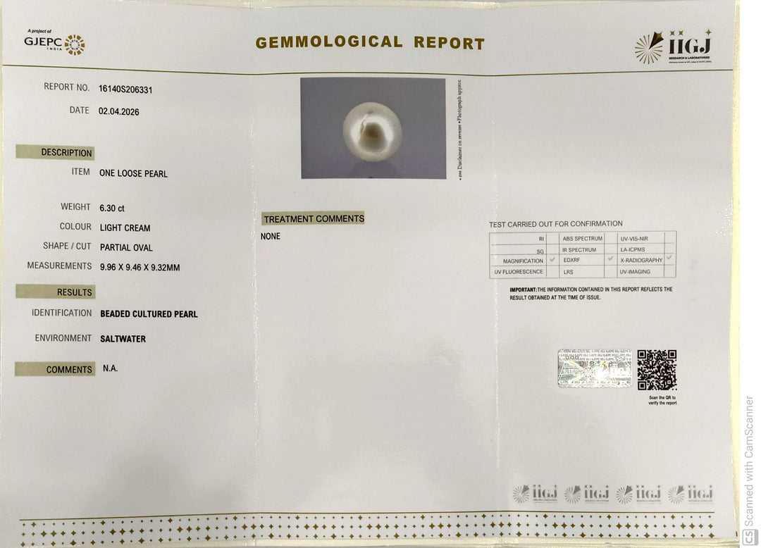 6.3/CT Natural South Sea Pearl With Lab Certificate-16140S206331