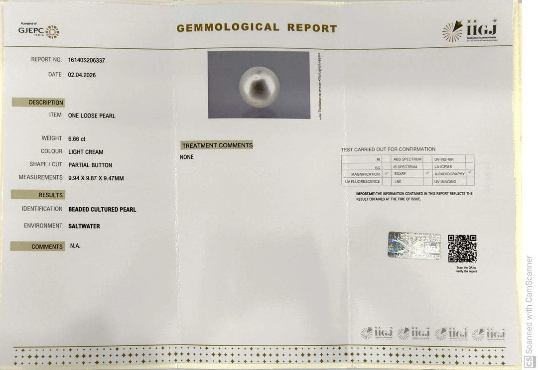 6.66/CT Natural South Sea Pearl With Lab Certificate-16140S206337
