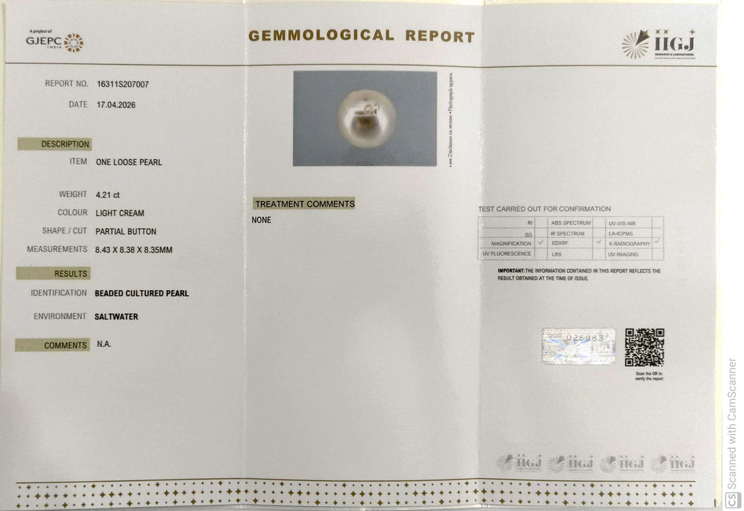 4.21/CT Natural South Sea Pearl With Lab Certificate-16311S207007