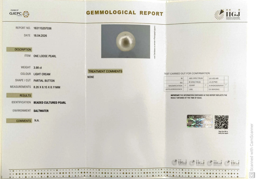 3.98/CT Natural South Sea Pearl With Lab Certificate-16311S207036