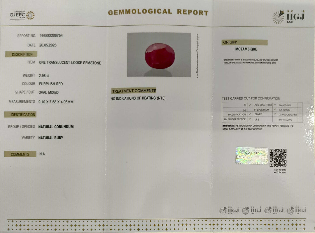 2.98/CT Natural Ruby Stone with Govt. Lab Certificate-16658S208754