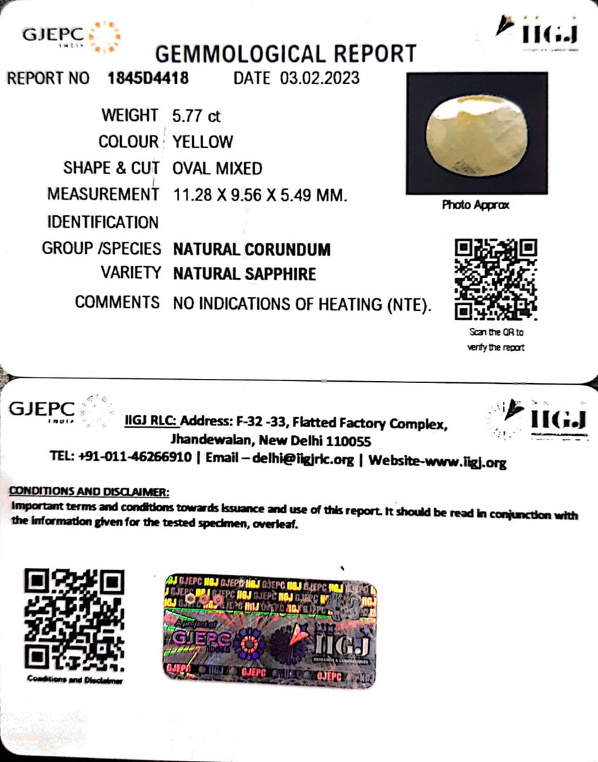 5.77/CT Natural Ceylonese Pukhraj with Govt Lab Certificate-6771