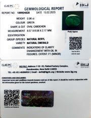 1.06/rt. Natural Cabochon Panna Stone with Govt. Lab Certificate (3441)