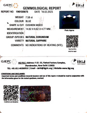 7.58/CT Natural Blue Sapphire with Govt Lab Certificate-(2331)