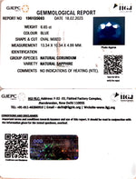 Load image into Gallery viewer, 6.65/CT Natural Blue Sapphire with Govt Lab Certificate (3441)
