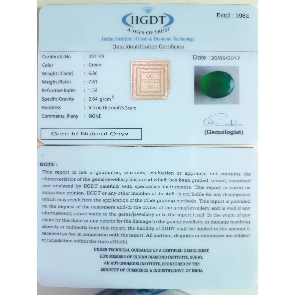 6.86/CT Onyx Stone for Mental Clarity
