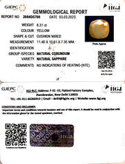 8.31/CT Natural Ceylonese Pukhraj with Govt Lab Certificate-4551