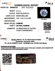 0.74/Cents Natural Diamond With Govt. Lab Certificate (160000)