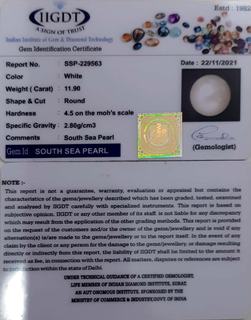13.20 Ratti Natural South Sea Pearl With Lab Certificate-700