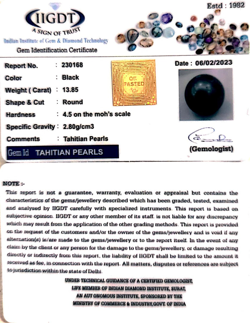 13.85/CT Natural Tahitian Pearl With Lab Certificate-(1332)