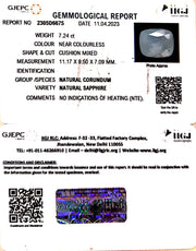 7.24/CT Natural White Sapphire with Govt Lab Certificate (4551)