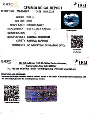 2.96/CT Natural Blue Sapphire with Govt Lab Certificate-BLUSA9S