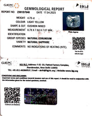4.78/CT Natural Ceylonese Pukhraj with Govt Lab Certificate-YELSA9V