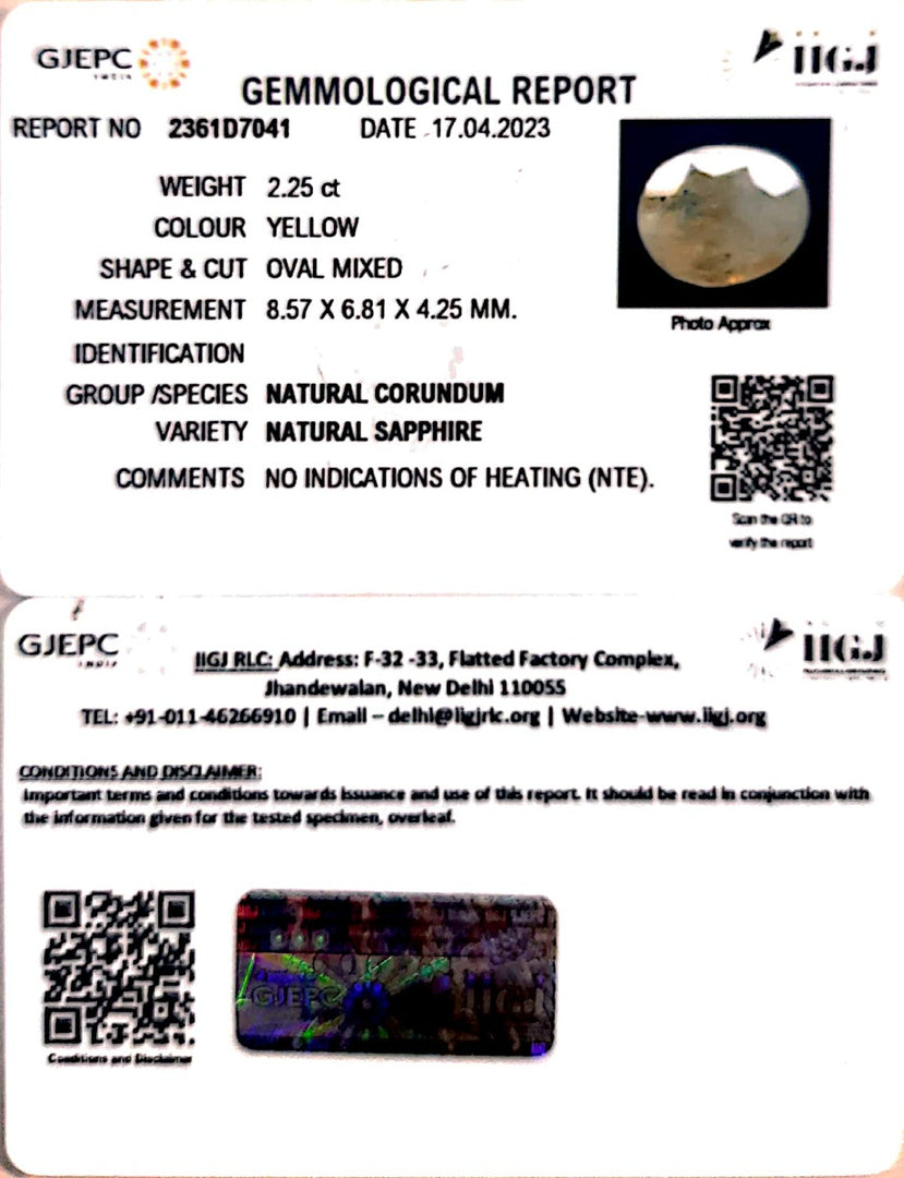 2.25/CT Natural Ceylonese Pukhraj with Govt Lab Certificate-4551