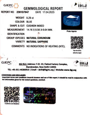 8.29/CT Natural Blue Sapphire with Govt Lab Certificate-BLUSA9S