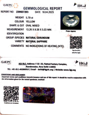 5.79/CT Natural Ceylonese Pukhraj with Govt Lab Certificate-YELSA9V