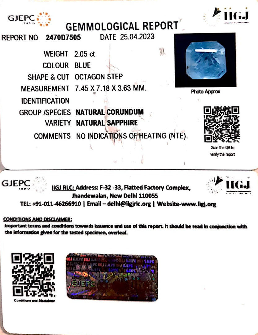 2.05/CT Natural Neelam with Govt Lab Certificate-(6771)