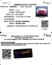 5.71/CT Natural Neo Burma Ruby with Govt. Lab Certificate (4551)